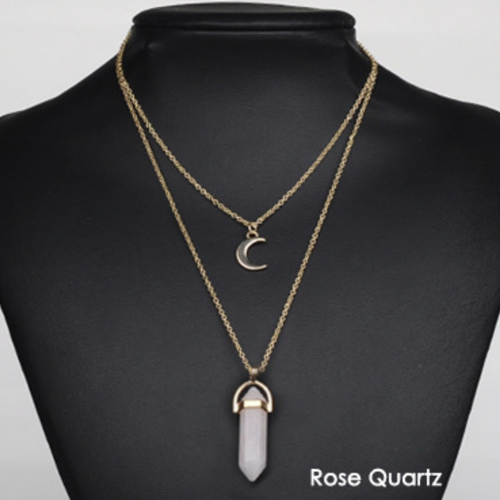 //CLEARANCE//Moon Crystal Layered Choker Necklace - Picture 7 of 8